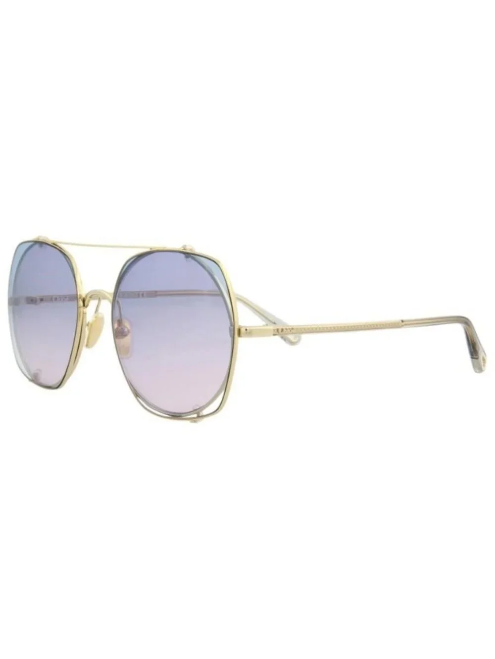 New Chloé Womens Square/Rectangle Gold Grey Light Blue Fashion Designer Sunglass